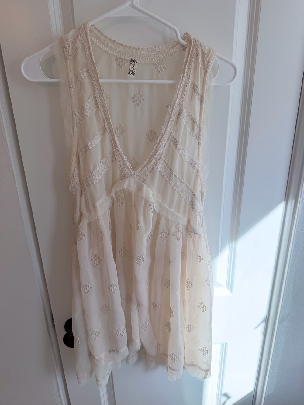 Free People Sheer Ivory Lace Slip Dress